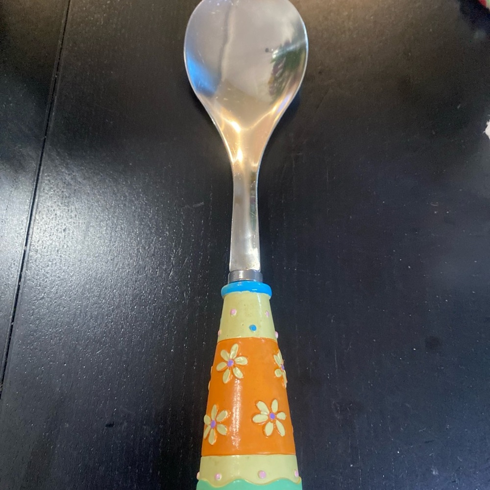 Floral Orange and Silver Kitchen Spoon